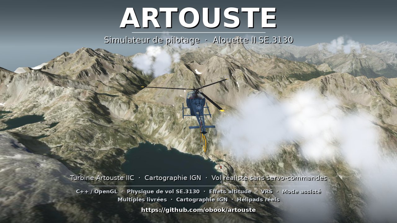 Alouette II en vol au-dessus des Pyrénées, image d'ouverture de la vidéo de présentation